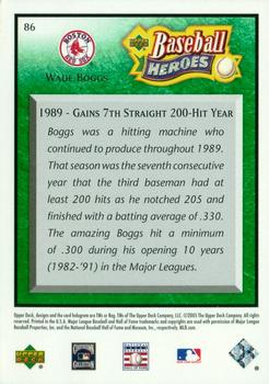2005 Upper Deck Baseball Heroes - Emerald #86 Wade Boggs Back