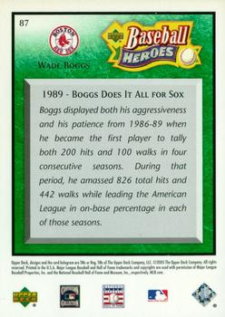 2005 Upper Deck Baseball Heroes - Emerald #87 Wade Boggs Back