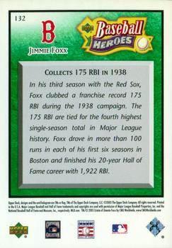 2005 Upper Deck Baseball Heroes - Emerald #132 Jimmie Foxx Back