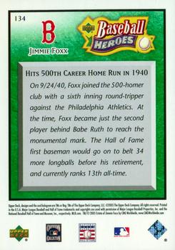 2005 Upper Deck Baseball Heroes - Emerald #134 Jimmie Foxx Back