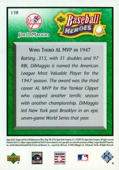 2005 Upper Deck Baseball Heroes - Emerald #138 Joe DiMaggio Back