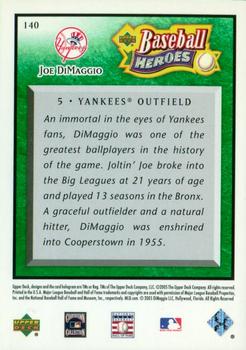 2005 Upper Deck Baseball Heroes - Emerald #140 Joe DiMaggio Back