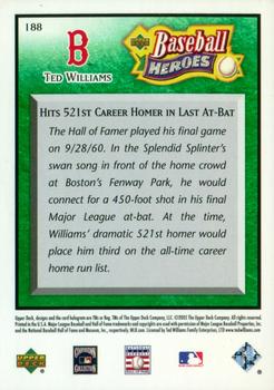 2005 Upper Deck Baseball Heroes - Emerald #188 Ted Williams Back