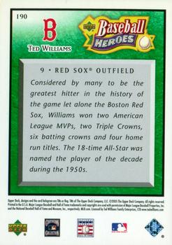 2005 Upper Deck Baseball Heroes - Emerald #190 Ted Williams Back
