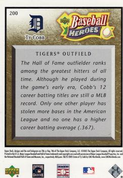 2005 Upper Deck Baseball Heroes - Gold #200 Ty Cobb Back