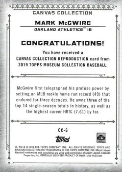 2019 Topps Museum Collection - Canvas Collection Reprints #CC-6 Mark McGwire Back
