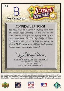 2005 Upper Deck Baseball Heroes - Memorabilia #180 Roy Campanella Back