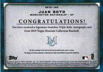 2019 Topps Museum Collection - Single-Player Signature Swatches Triple Relic Autographs #SSTA-JSO Juan Soto Back