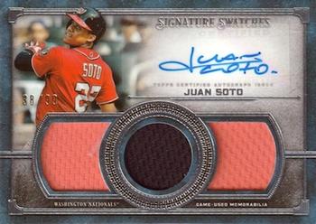 2019 Topps Museum Collection - Single-Player Signature Swatches Triple Relic Autographs #SSTA-JSO Juan Soto Front