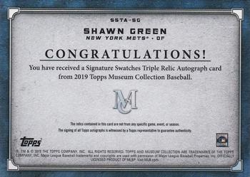 2019 Topps Museum Collection - Single-Player Signature Swatches Triple Relic Autographs #SSTA-SG Shawn Green Back