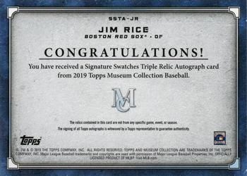2019 Topps Museum Collection - Single-Player Signature Swatches Triple Relic Autographs Copper #SSTA-JR Jim Rice Back