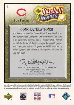 2005 Upper Deck Baseball Heroes - Memorabilia Bronze #1 Bob Feller Back