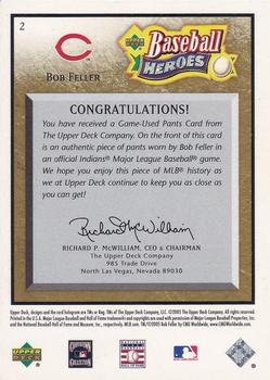 2005 Upper Deck Baseball Heroes - Memorabilia Bronze #2 Bob Feller Back