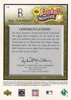 2005 Upper Deck Baseball Heroes - Memorabilia Bronze #19 Carl Yastrzemski Back
