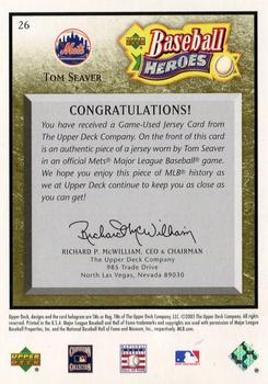 2005 Upper Deck Baseball Heroes - Memorabilia Bronze #26 Tom Seaver Back