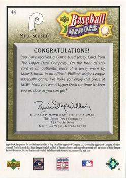 2005 Upper Deck Baseball Heroes - Memorabilia Bronze #44 Mike Schmidt Back