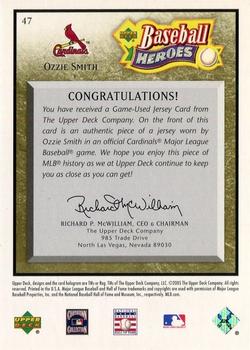 2005 Upper Deck Baseball Heroes - Memorabilia Bronze #47 Ozzie Smith Back