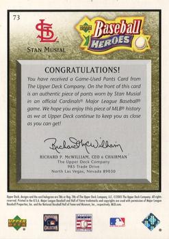 2005 Upper Deck Baseball Heroes - Memorabilia Bronze #73 Stan Musial Back