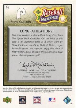 2005 Upper Deck Baseball Heroes - Memorabilia Bronze #76 Steve Carlton Back
