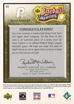 2005 Upper Deck Baseball Heroes - Memorabilia Bronze #80 Steve Carlton Phils Back
