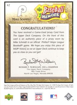 2005 Upper Deck Baseball Heroes - Memorabilia Bronze #42 Mike Schmidt Back