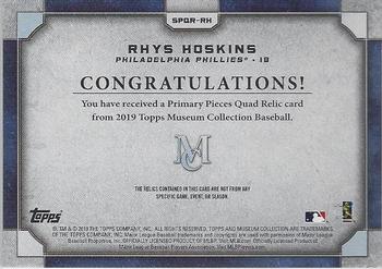 2019 Topps Museum Collection - Single-Player Primary Pieces Quad Relics Copper #SPQR-RH Rhys Hoskins Back