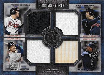 2019 Topps Museum Collection - Four-Player Primary Pieces Quad Relics #FPR-FDSA Freddie Freeman / Josh Donaldson / Dansby Swanson / Ozzie Albies Front