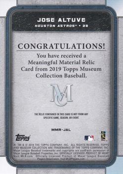 2019 Topps Museum Collection - Meaningful Material Relics Copper #MMR-JAL Jose Altuve Back