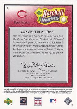 2005 Upper Deck Baseball Heroes - Memorabilia Red #3 Bob Feller Back