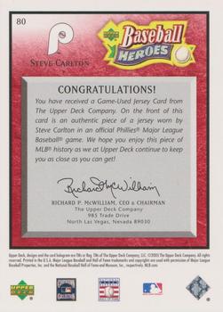 2005 Upper Deck Baseball Heroes - Memorabilia Red #80 Steve Carlton Back