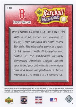 2005 Upper Deck Baseball Heroes - Red #148 Lefty Grove Back