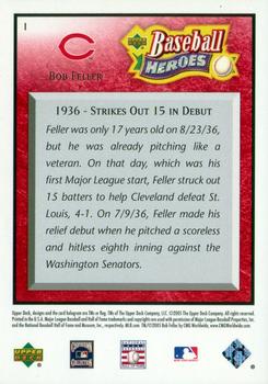 2005 Upper Deck Baseball Heroes - Red #1 Bob Feller Back
