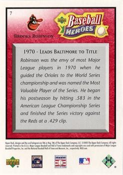 2005 Upper Deck Baseball Heroes - Red #7 Brooks Robinson Back