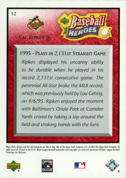 2005 Upper Deck Baseball Heroes - Red #12 Cal Ripken Jr. Back