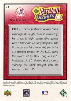 2005 Upper Deck Baseball Heroes - Red #23 Don Mattingly Back