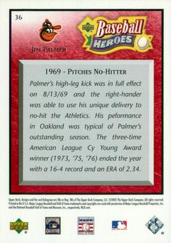 2005 Upper Deck Baseball Heroes - Red #36 Jim Palmer Back