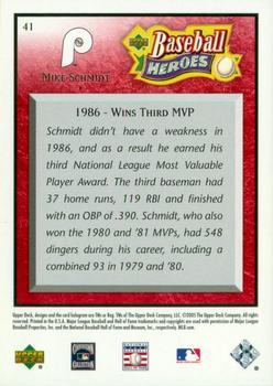 2005 Upper Deck Baseball Heroes - Red #41 Mike Schmidt Back