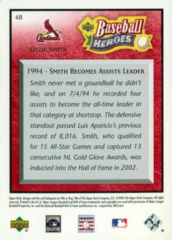 2005 Upper Deck Baseball Heroes - Red #48 Ozzie Smith Back