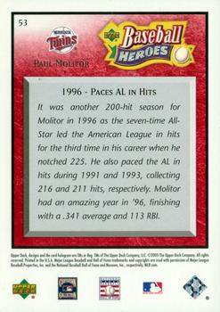 2005 Upper Deck Baseball Heroes - Red #53 Paul Molitor Back