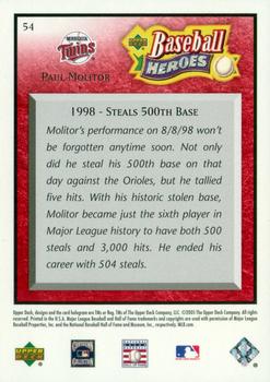 2005 Upper Deck Baseball Heroes - Red #54 Paul Molitor Back