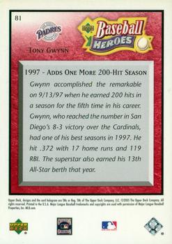 2005 Upper Deck Baseball Heroes - Red #81 Tony Gwynn Back