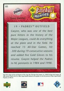 2005 Upper Deck Baseball Heroes - Red #85 Tony Gwynn Back