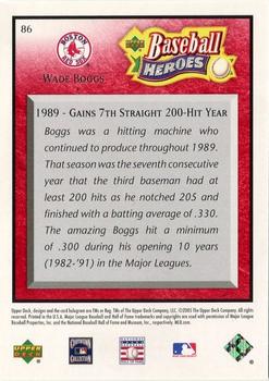 2005 Upper Deck Baseball Heroes - Red #86 Wade Boggs Back