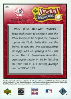2005 Upper Deck Baseball Heroes - Red #88 Wade Boggs Back