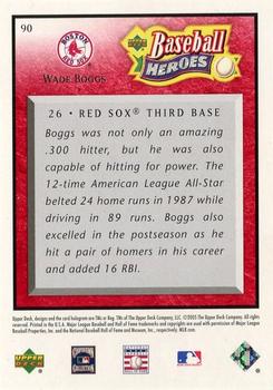 2005 Upper Deck Baseball Heroes - Red #90 Wade Boggs Back