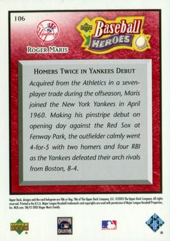 2005 Upper Deck Baseball Heroes - Red #106 Roger Maris Back