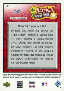 2005 Upper Deck Baseball Heroes - Red #112 Don Drysdale Back