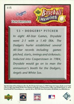 2005 Upper Deck Baseball Heroes - Red #115 Don Drysdale Back