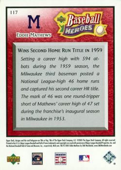 2005 Upper Deck Baseball Heroes - Red #117 Eddie Mathews Back