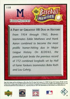 2005 Upper Deck Baseball Heroes - Red #118 Eddie Mathews Back